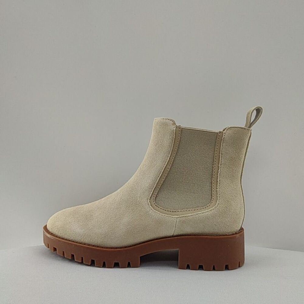 Quince Women Italian Suede Lug Sole Chelsea Boot Almond Shoes 5